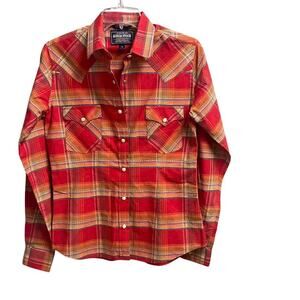Panhandle Slim Rough Stock Western Small Red Colorful Plaid Pearl Snap Shirt